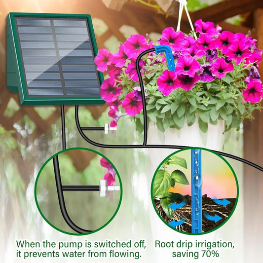 Smart Solar Drip Irrigation System - Automatic Self-Watering Kit for Garden, Potted Plants, & Outdoor Use
