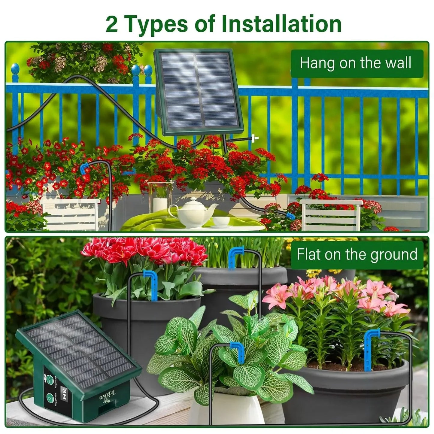 Smart Solar Drip Irrigation System - Automatic Self-Watering Kit for Garden, Potted Plants, & Outdoor Use
