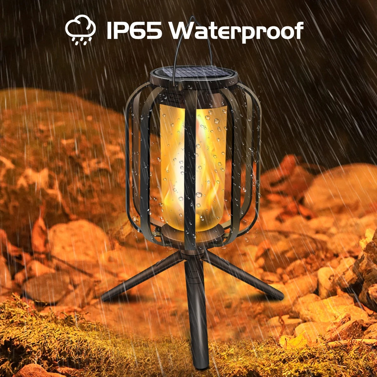 Solar Flame Hanging Lights - Portable LED Table Lamp with Realistic Flickering Effect for Outdoor Camping