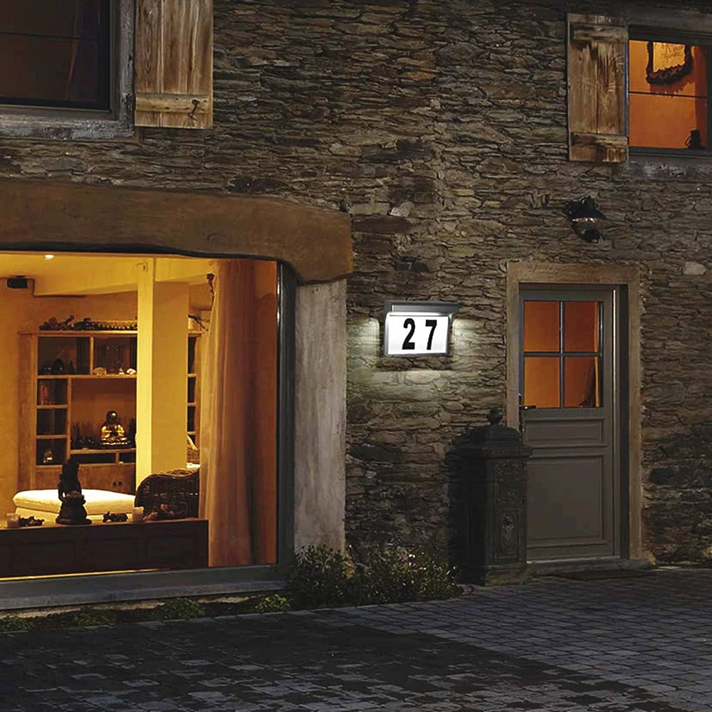 Solar House Number Plaque Light - Customizable, Waterproof LED Address Sign Wall Light for Outdoor Gate, Door