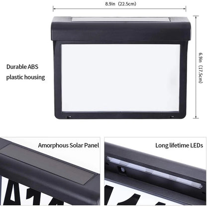 Solar House Number Plaque Light - Customizable, Waterproof LED Address Sign Wall Light for Outdoor Gate, Door