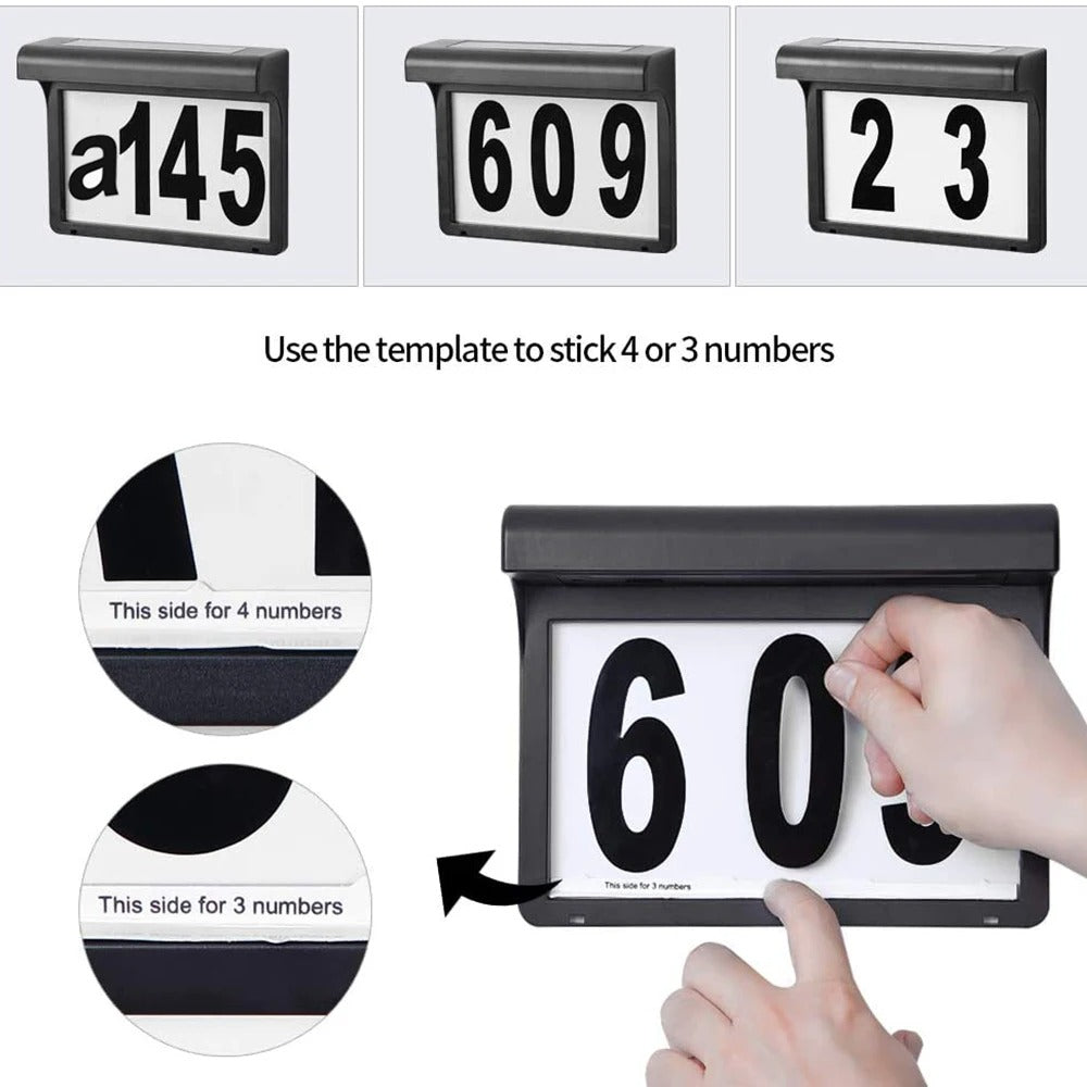 Solar House Number Plaque Light - Customizable, Waterproof LED Address Sign Wall Light for Outdoor Gate, Door
