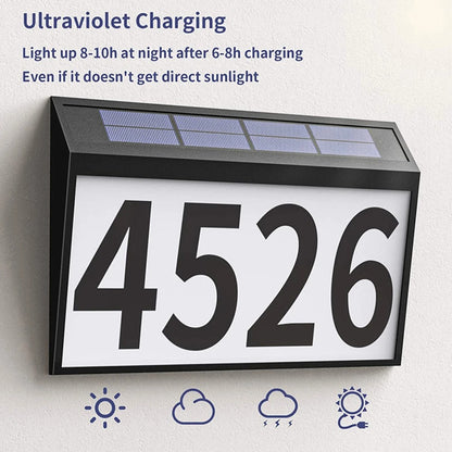 Solar House Numbers LED Light | Customizable Waterproof Outdoor Address Sign Lamp for Home & Door