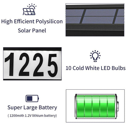 Solar House Numbers LED Light | Customizable Waterproof Outdoor Address Sign Lamp for Home & Door