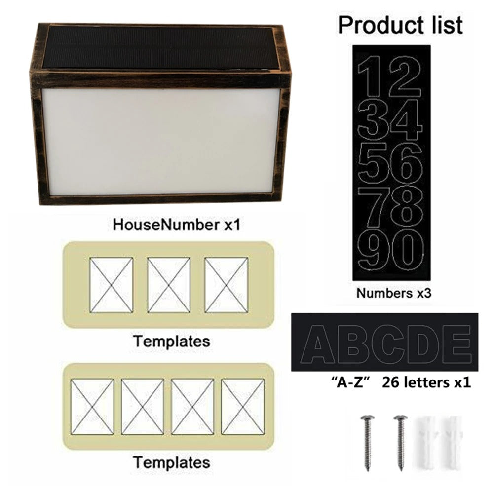 Solar House Numbers LED Light | Customizable Waterproof Outdoor Address Sign Lamp for Home & Door