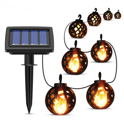 SparkleGlow Solar Flame String Lights - Waterproof Outdoor Patio & Garden Decor