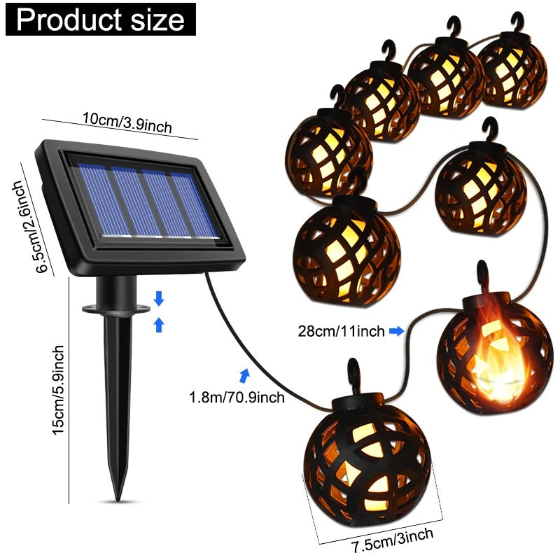 SparkleGlow Solar Flame String Lights - Waterproof Outdoor Patio & Garden Decor