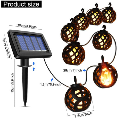 SparkleGlow Solar Flame String Lights - Waterproof Outdoor Patio & Garden Decor
