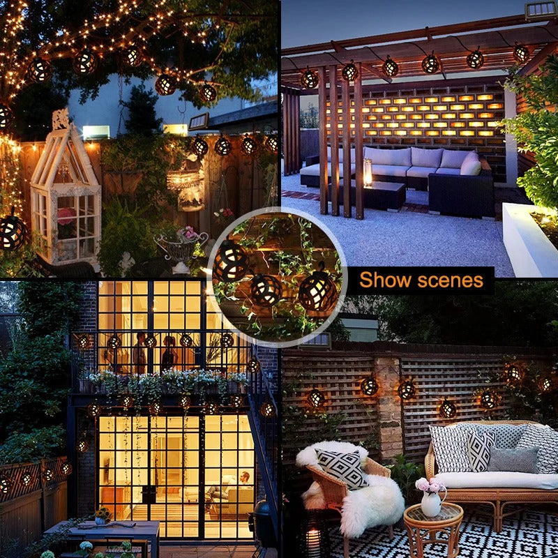 SparkleGlow Solar Flame String Lights - Waterproof Outdoor Patio & Garden Decor
