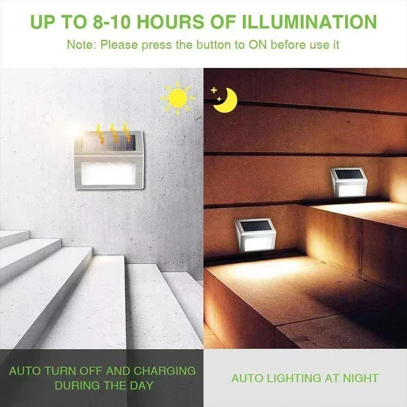 PrimeLights - Stainless Steel Premium LED Solar Deck Step Lights Outdoor Waterproof