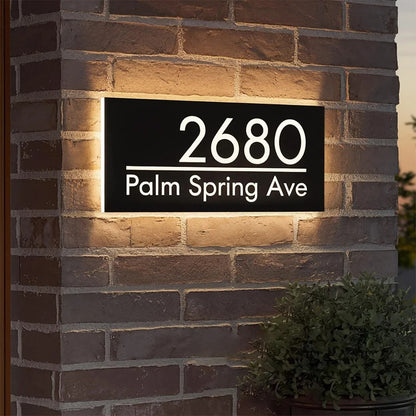 Modern Custom Stainless Steel LED House Number & Street Name Sign - Outdoor Waterproof