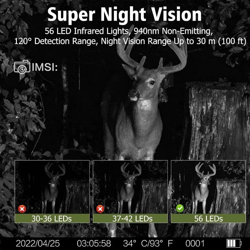 SunSight Solar 4K Trail Camera with 50MP Night Vision & Motion Detection