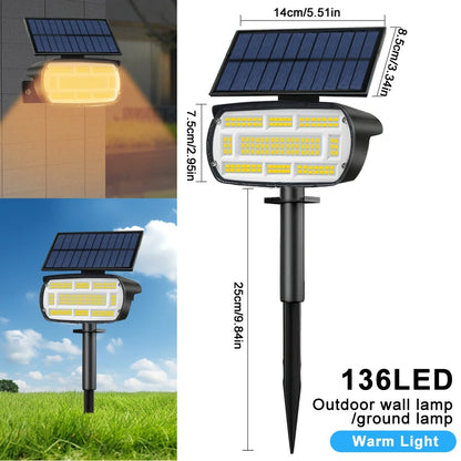 Bright 136 LEDs Solar Spot Lights