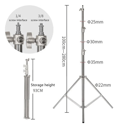 TripodTech - 110 Inches Heavy-Duty Aluminum Alloy Tripod Stand for Camera & Ring Light