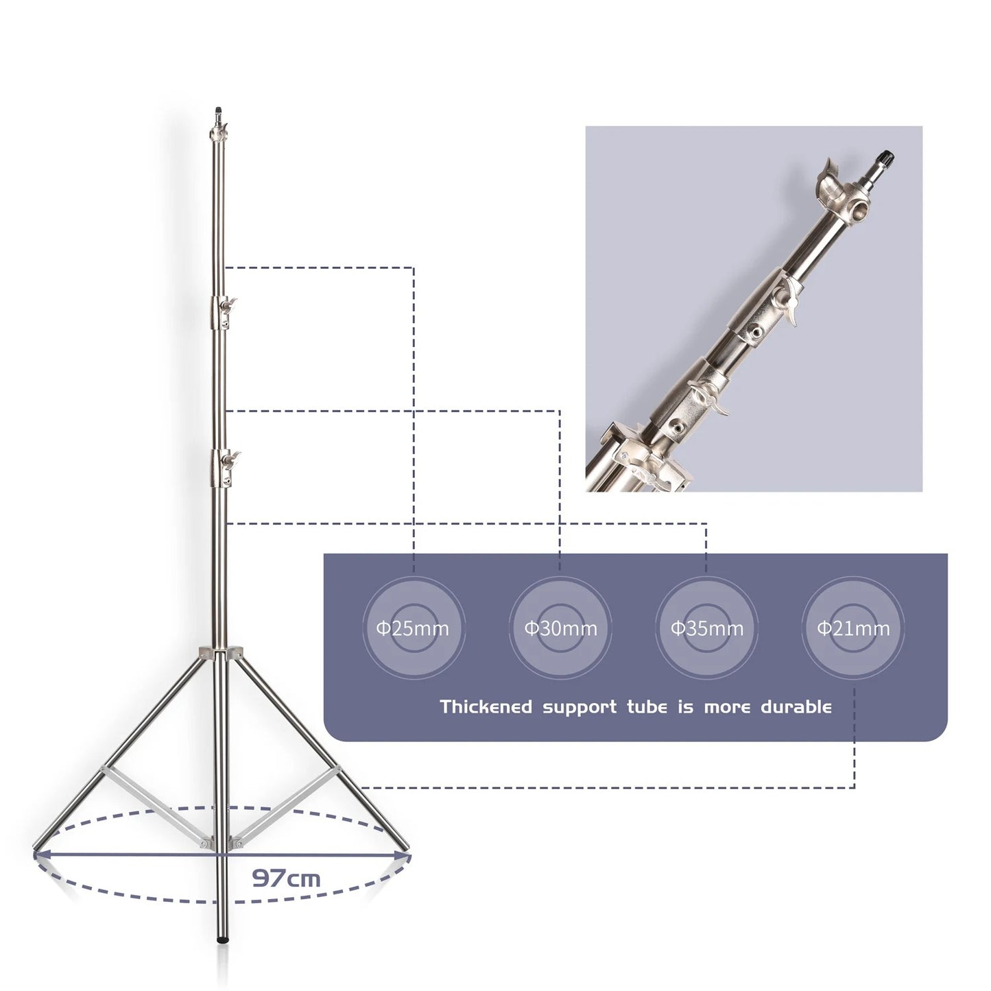 TripodTech - 110 Inches Heavy-Duty Aluminum Alloy Tripod Stand for Camera & Ring Light