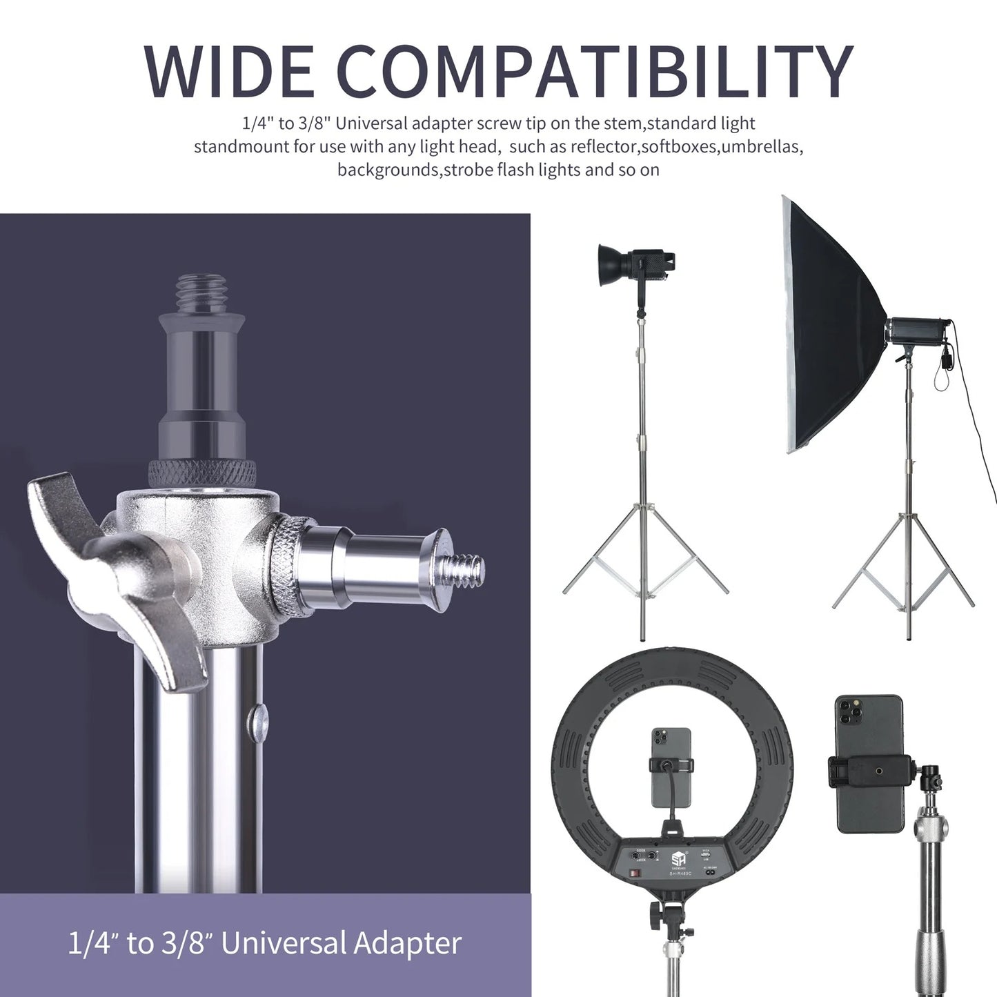 TripodTech - 110 Inches Heavy-Duty Aluminum Alloy Tripod Stand for Camera & Ring Light