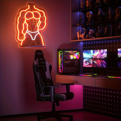 VividLite Muscle Man LED Neon Sign - Aesthetic Wall Decor for Gym & Home