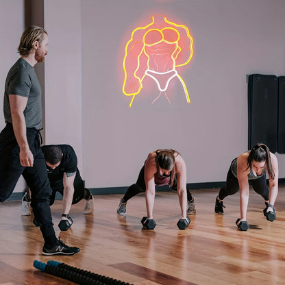 VividLite Muscle Man LED Neon Sign - Aesthetic Wall Decor for Gym & Home
