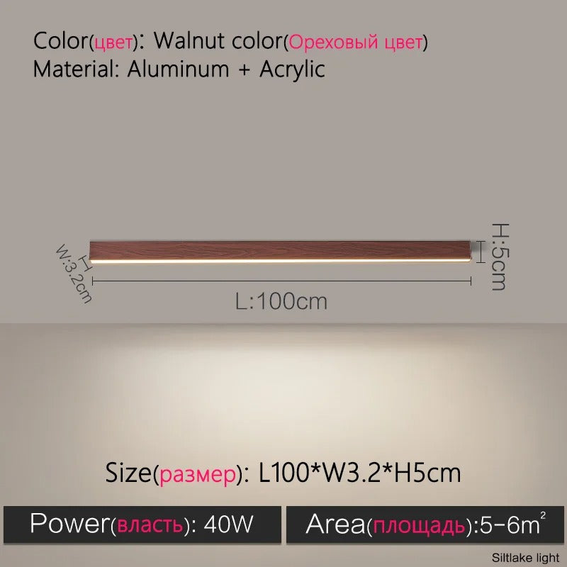 Modern Long Strip LED Ceiling Light - Surface Mounted Minimalist Aisle Lamp for Living Room & Bedroom