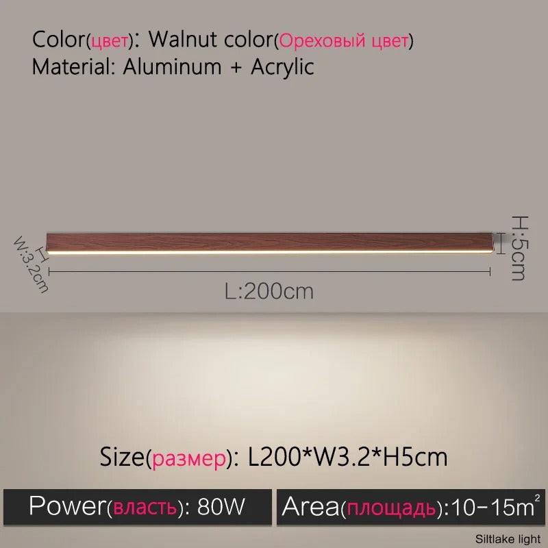 Modern Long Strip LED Ceiling Light - Surface Mounted Minimalist Aisle Lamp for Living Room & Bedroom