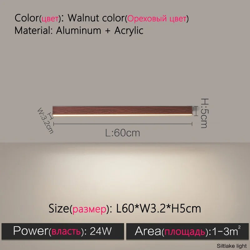Modern Long Strip LED Ceiling Light - Surface Mounted Minimalist Aisle Lamp for Living Room & Bedroom