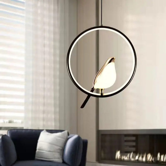 WhimsyNest Magpie Bird LED Pendant Light for Bedroom