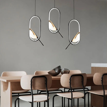 WhimsyNest Magpie Bird LED Pendant Light for Bedroom