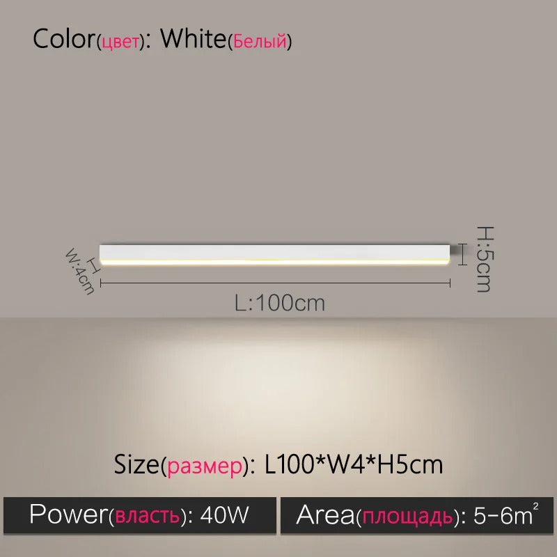 Modern Long Strip LED Ceiling Light - Surface Mounted Minimalist Aisle Lamp for Living Room & Bedroom