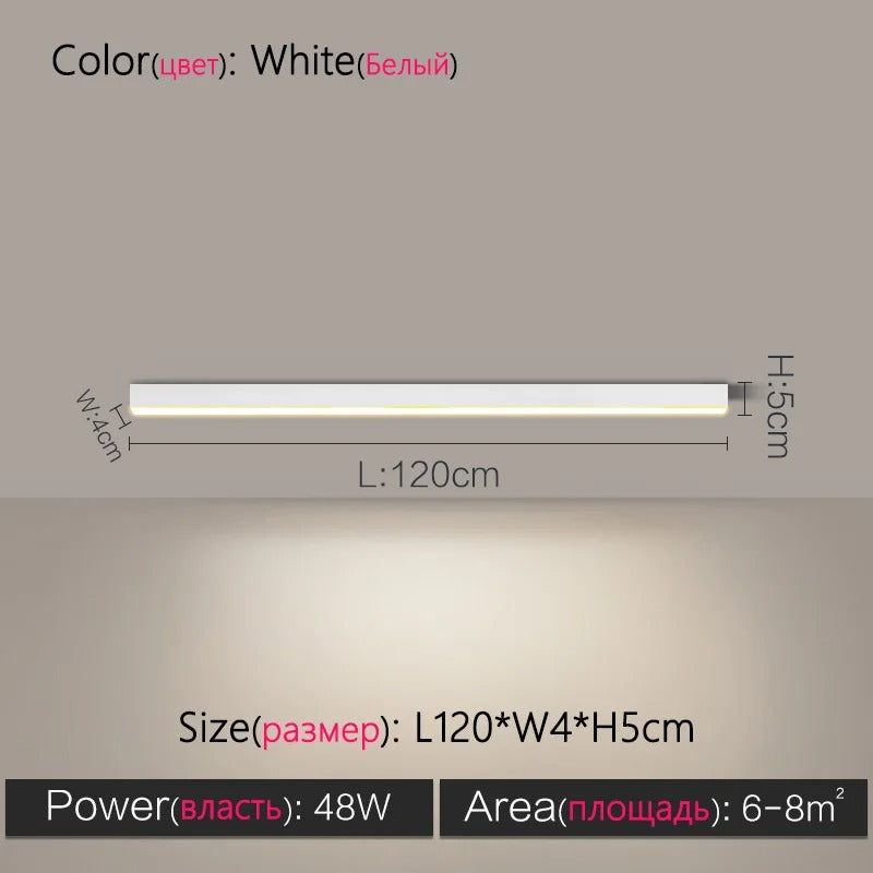 Modern Long Strip LED Ceiling Light - Surface Mounted Minimalist Aisle Lamp for Living Room & Bedroom