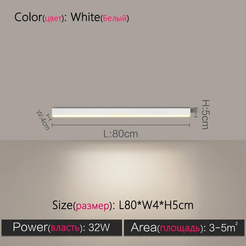 Modern Long Strip LED Ceiling Light - Surface Mounted Minimalist Aisle Lamp for Living Room & Bedroom