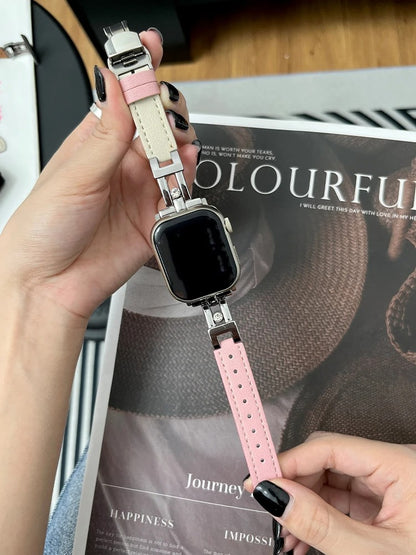AtelierCraft - Luxury Slim Leather Band for Apple Watch Ultra & Series 4–11