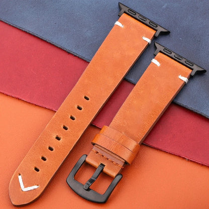 LuxeCraft - Genuine Leather Watch Strap for Apple Watch Series SE & 4–7