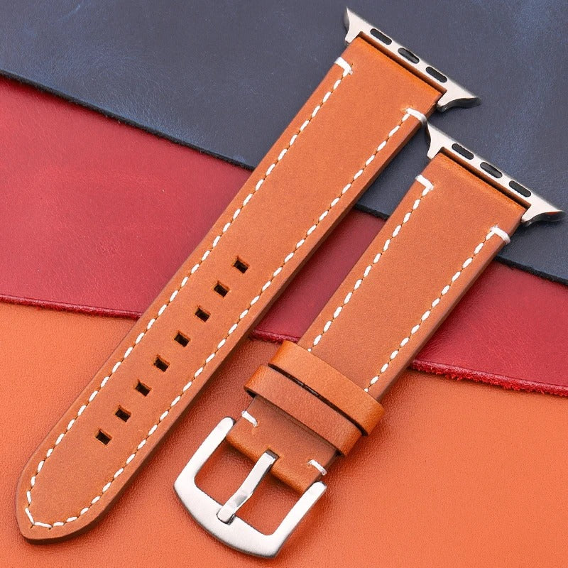 LuxeCraft - Genuine Leather Watch Strap for Apple Watch Series SE & 4–7
