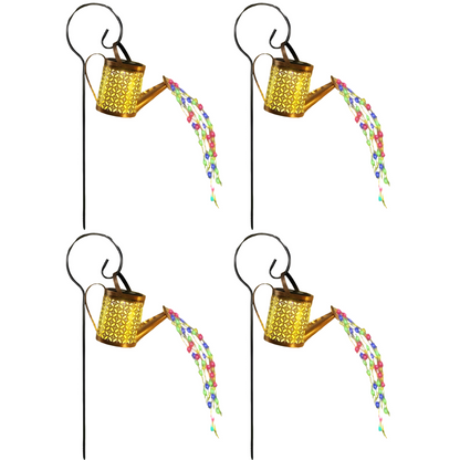 Metal Solar Watering Can Lanterns with Hooks | Waterproof LED Lights Outdoor Garden Decorative Lamps