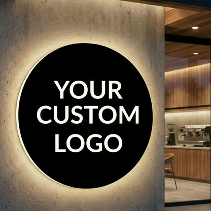 Modern Custom Logo Backlit Sign, Waterproof Stainless Steel illuminated Business Signage for Shops, Offices, Clubs & Communities