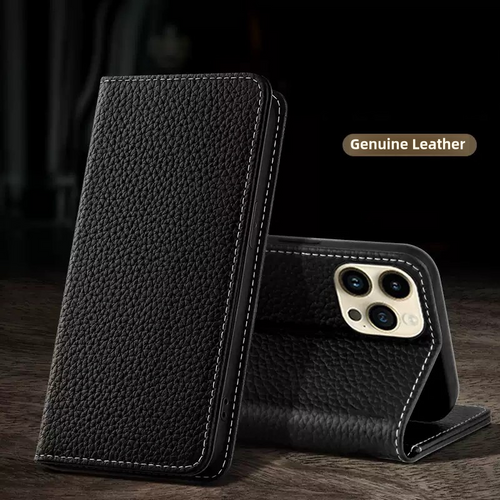 フリップ本革ペブルドレザーiPhoneケース