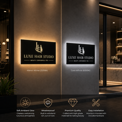Custom LED Backlit Salon Logo Sign – Personalized Lighted Business Sign