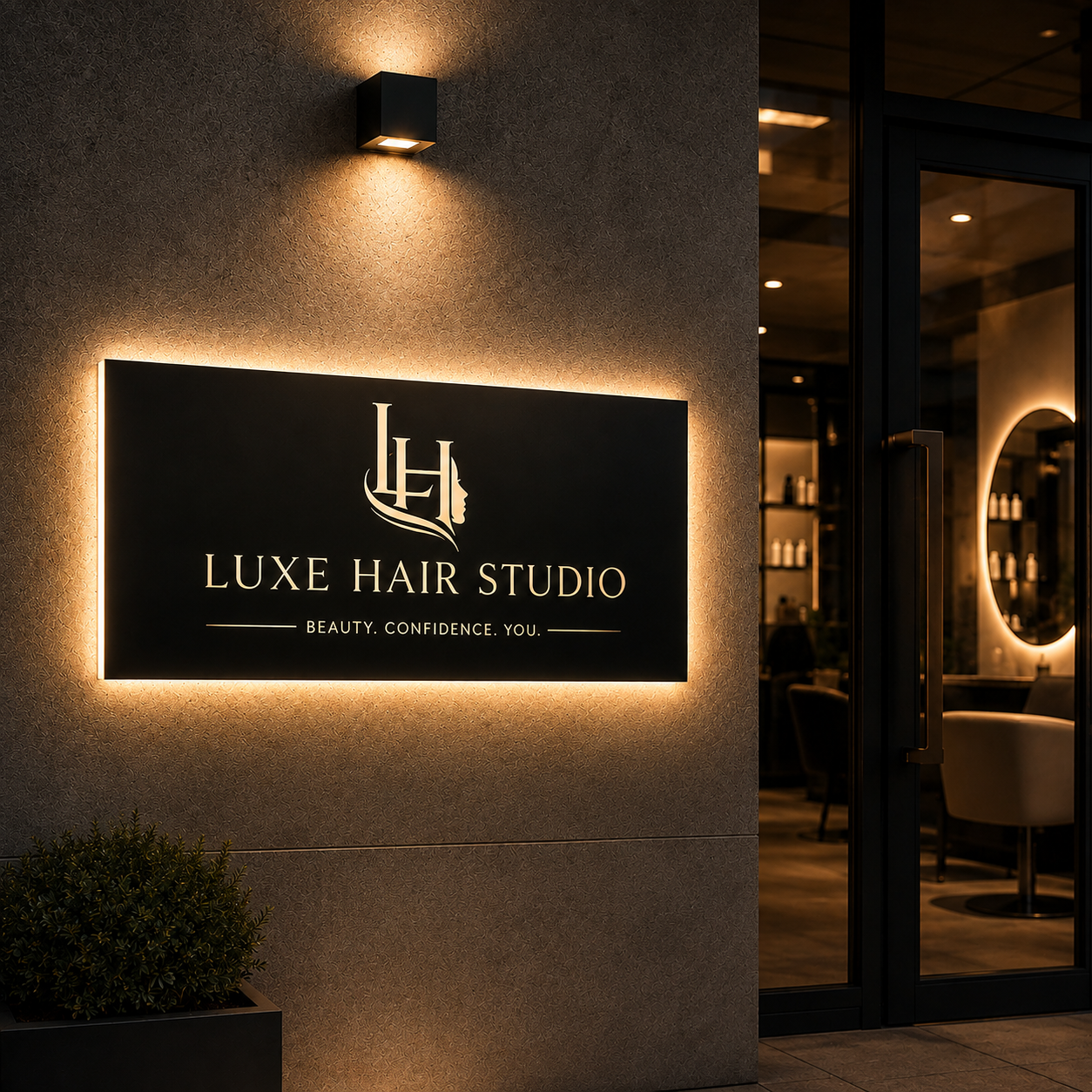 Custom LED Backlit Salon Logo Sign – Personalized Lighted Business Sign
