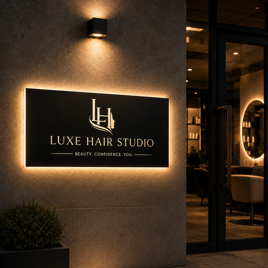Custom LED Backlit Salon Logo Sign – Personalized Lighted Business Sign