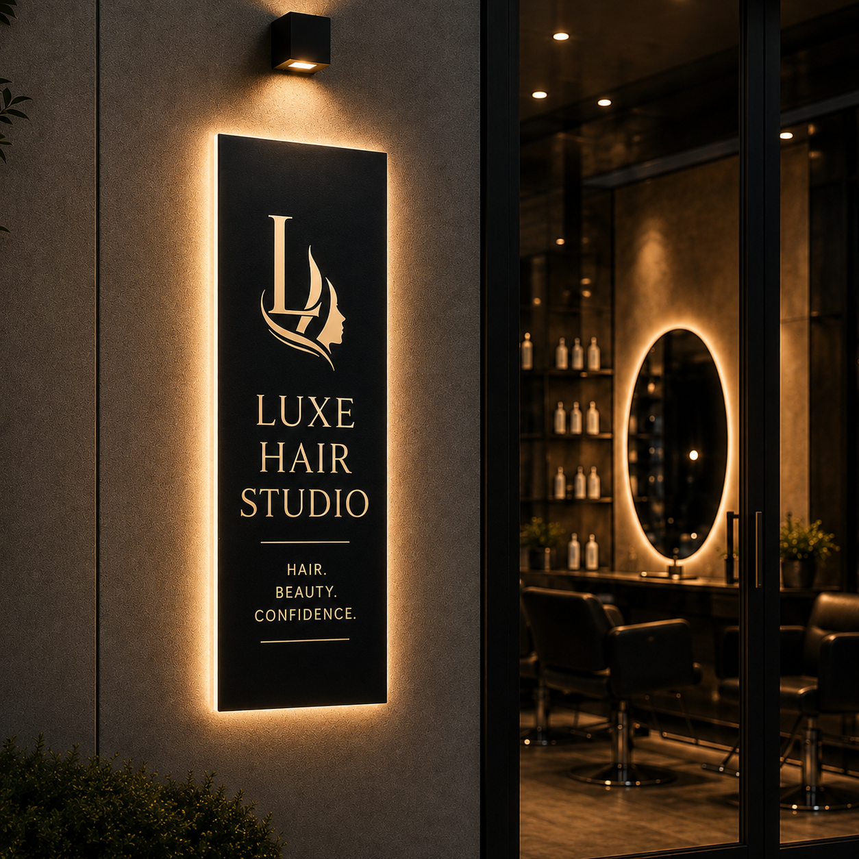 Custom LED Backlit Salon Logo Sign – Personalized Lighted Business Sign