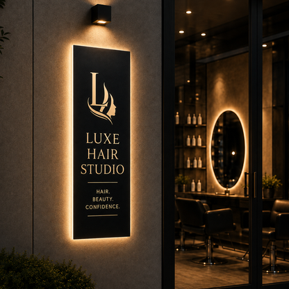 Custom LED Backlit Salon Logo Sign – Personalized Lighted Business Sign
