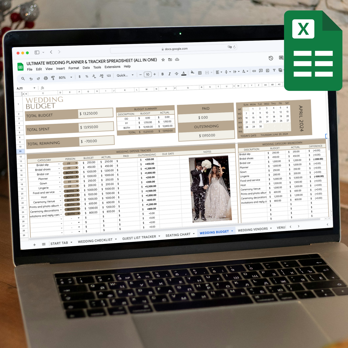 (All-in-One) Ultimate Wedding Planner & Tracker Spreadsheet