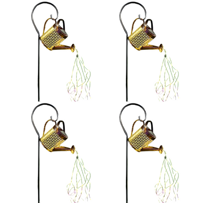 Metal Solar Watering Can Lanterns with Hooks | Waterproof LED Lights Outdoor Garden Decorative Lamps