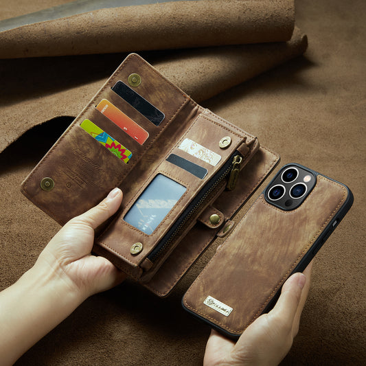Detachable Zipper (2-in-1) iPhone Wallet Leather Case