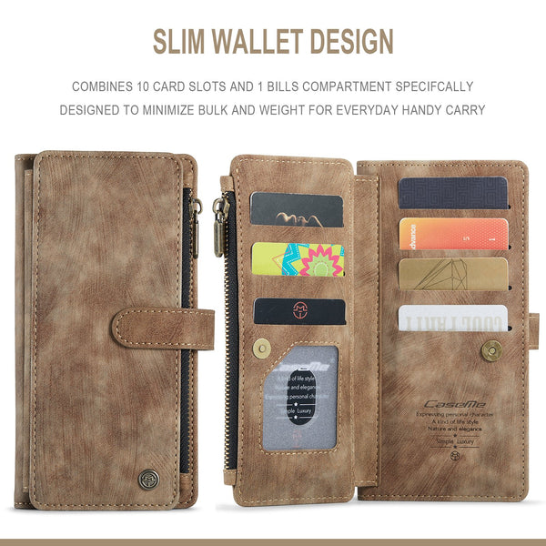 Retro Slim Zipper Wallet Leather iPhone Case