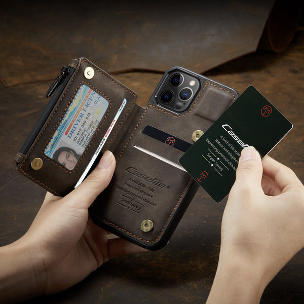 RFID Blocking Zipper Wallet Card Holder iPhone Case